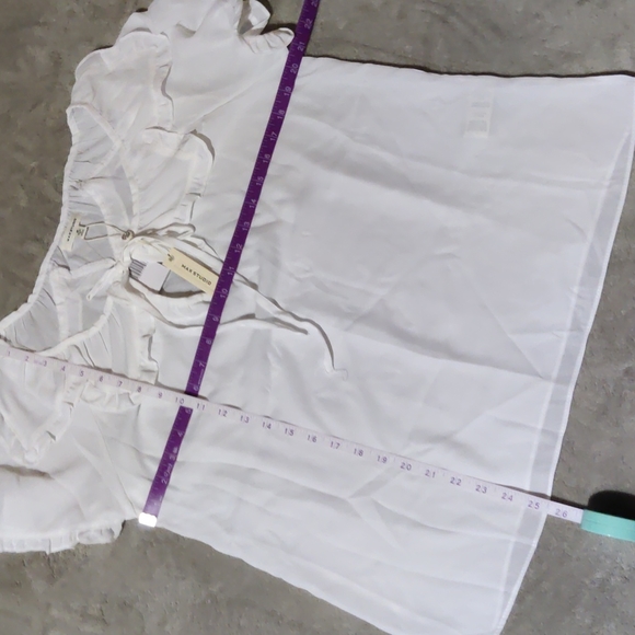 NWT Max Studio Ruffle Tie Neck Blouse - Picture 3 of 5